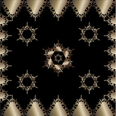 Gold ornament on a black background