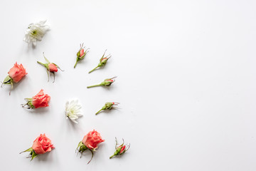 pattern of flowers on white background top view mock up