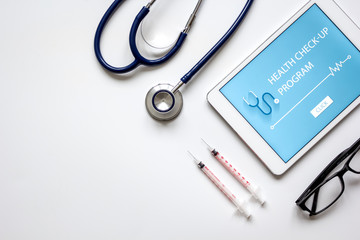 concept time health check up on white background