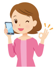 電話をかける女性　主婦　オッケー
