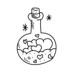 Freehand drawing heart bottle illustration