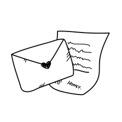 Freehand drawing love letter illustration