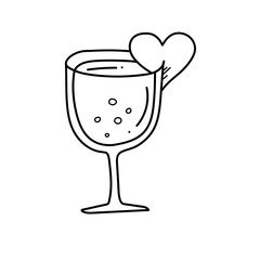 Freehand drawing wine glass illustration