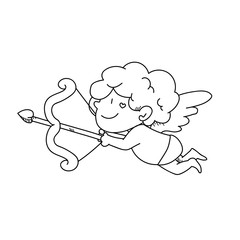 Freehand drawing cupid cartoon illustration