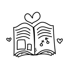 Freehand drawing love book illustration