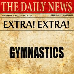 gymnastics sign background, newspaper article text