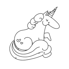 Freehand drawing unicorns cartoon illustration