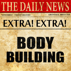 bodybuilding sign background, newspaper article text