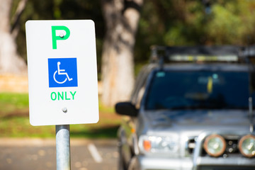 Reserved parking sign outdoor for disabled