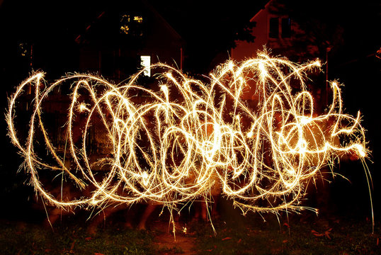 Light painting with sparklers and long exposure photography