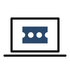 Ticket_Online icon - Flat design, glyph style icon - Colored enclosed in a computer