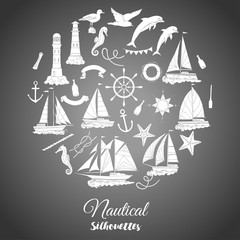 Nautical background with ships