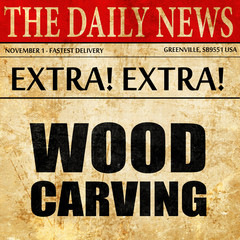wood carving, newspaper article text
