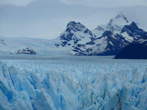 View back across the vast Ice Field of the Perito Moreno Glaciar in Southern Argentina