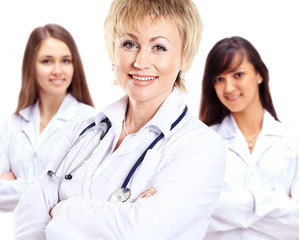 Fototapeta premium Portrait of group smiling hospital colleagues.