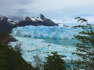 The Beautiful blue colors of the Perito Moreno Glacier in Patagonia Argentina.