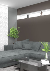 Modern bright interior . 3D rendering
