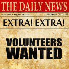 volunteers wanted, newspaper article text