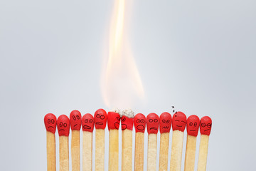 Group of burning emotional matches