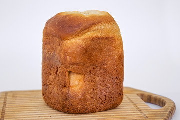 Homemade fresh white bread, cooked in a bread maker.