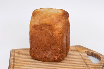 Homemade fresh white bread, cooked in a bread maker.