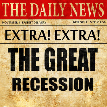 Recession sign background, newspaper article text