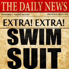 swimsuit, newspaper article text