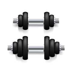 dumbbells on white