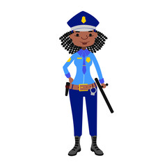 Police woman vector character.