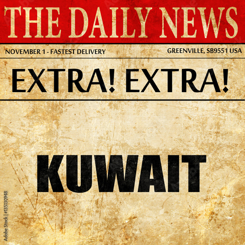 "Greetings from kuwait, newspaper article text" Stock photo and royalty