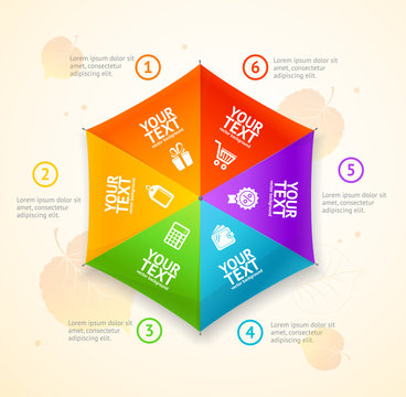 Umbrella Infographic Top View. Vector