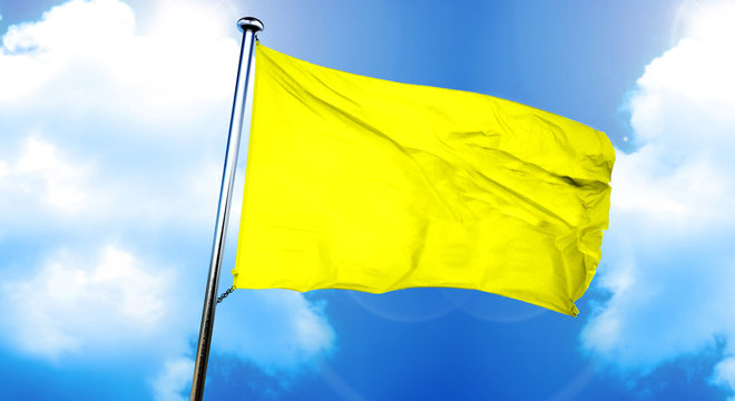 Yellow Racing Flag Flag, 3D Rendering