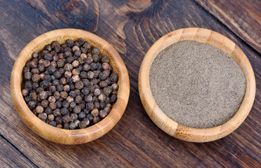 Pepper in a bowls on table