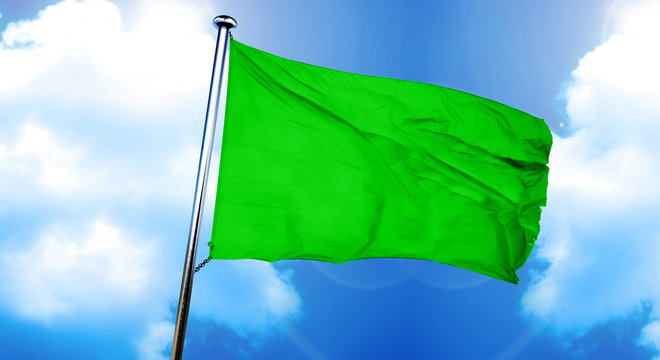 green racing flag flag, 3D rendering
