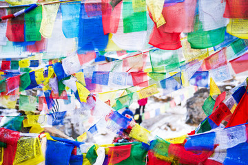Obraz premium color prayer flags on top of Annapurna base camp