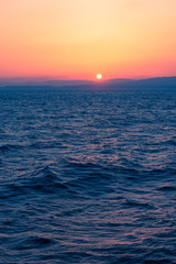 Sunset Sea on the Shipboard,Off the Coast of Fukushima,Japan