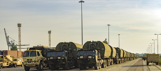 US military vehicles in the port of Szczecin, Poland