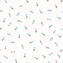Blue berries vector seamless pattern