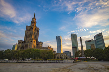Fototapeta na wymiar Warsaw,Poland October 2016:Warsaw city with skyscrapers