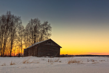 Old Barn And The Midwinter Sunrise