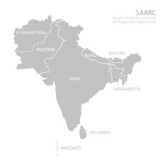 Fototapeta na wymiar Map of South Asian Association for Regional Cooperation (SAARC)