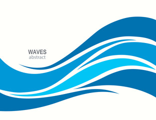 Marine pattern with stylized blue waves on a light background