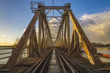 old drawbridge railway bridge on the Odra River in Szczecin - obrazy, fototapety, plakaty