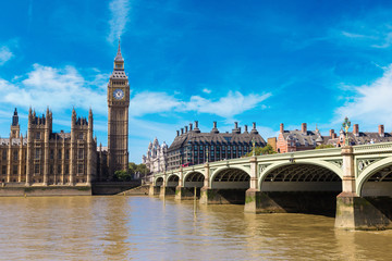 Naklejka premium Big Ben, Parliament, Westminster bridge in London