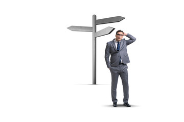 Businessman in difficult choice concept