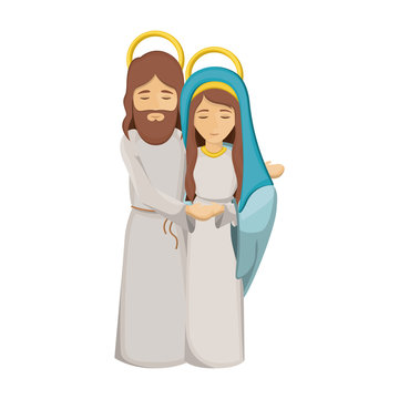 colorful image with virgin mary and jesus embraced vector illustration