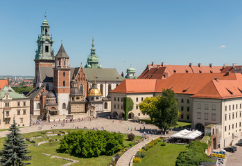 Fototapeta na wymiar Wawel Cathedral in Krakow, aerial