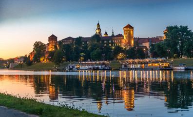 Fototapeta Quay in the evening, Krakow, Poland obraz