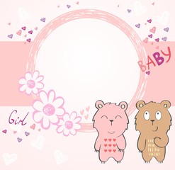 Cute hand drawn frame with cartoon teddy