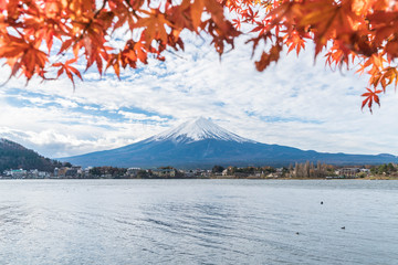 Mountain Fuji San at Kawaguchiko Lake in Japan.